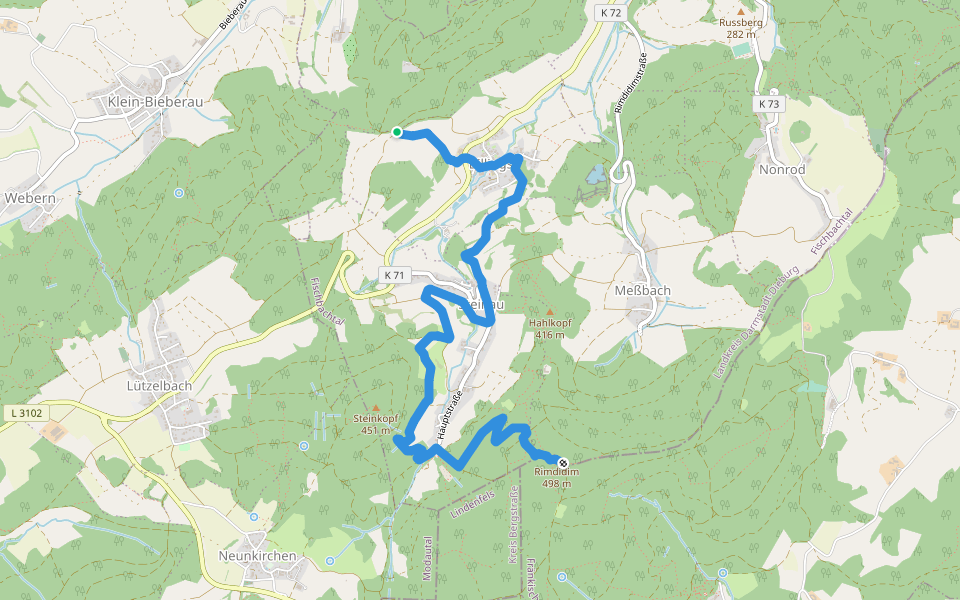 Verbindungsweg "J" walking route map in Fischbachtal