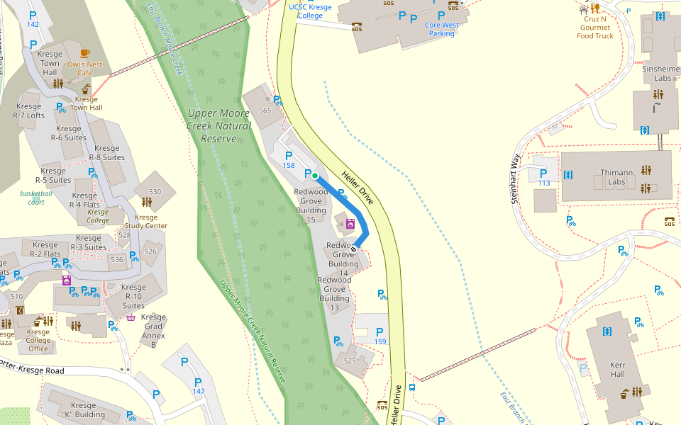 Redwood Grove Apartments wheelchair accessibility walking route map in Santa Cruz