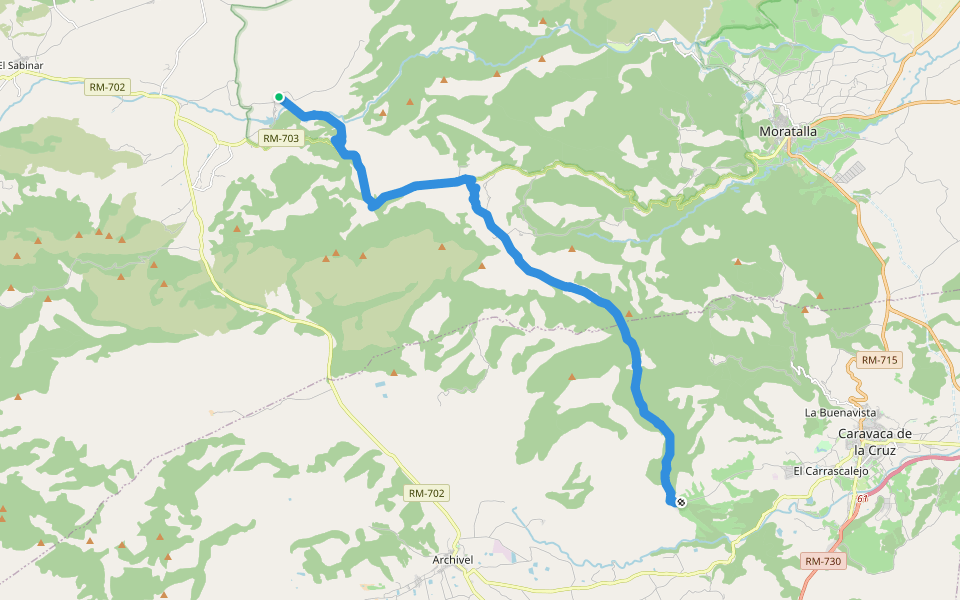 GR 7.2 La Risca - Llano de Béjar (Caravaca) walking route map in La Risca