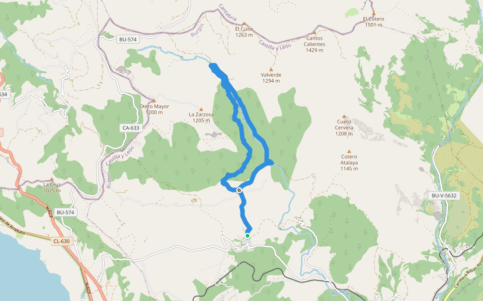 PRC-BU 53 Los Ahidios walking route map in Ahedo de las Pueblas
