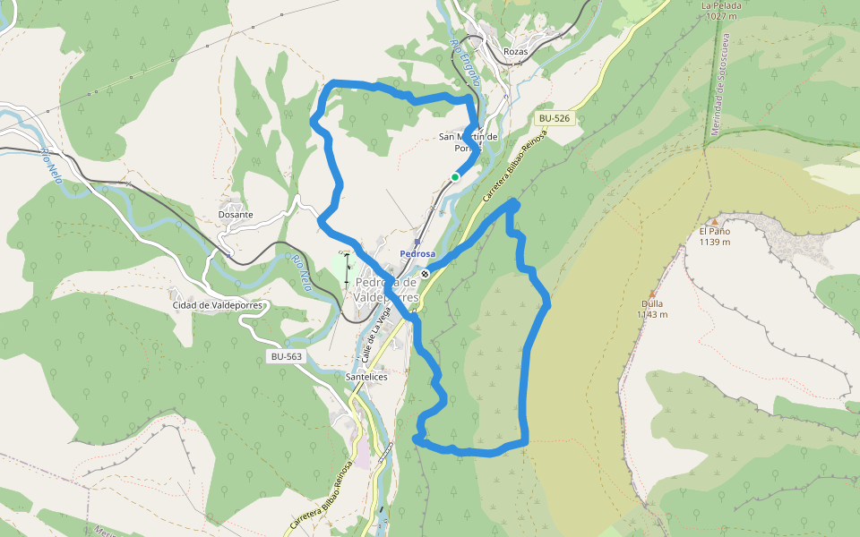 PRC-BU 54 Senderos de Valdeporres walking route map in San Martín de Porres