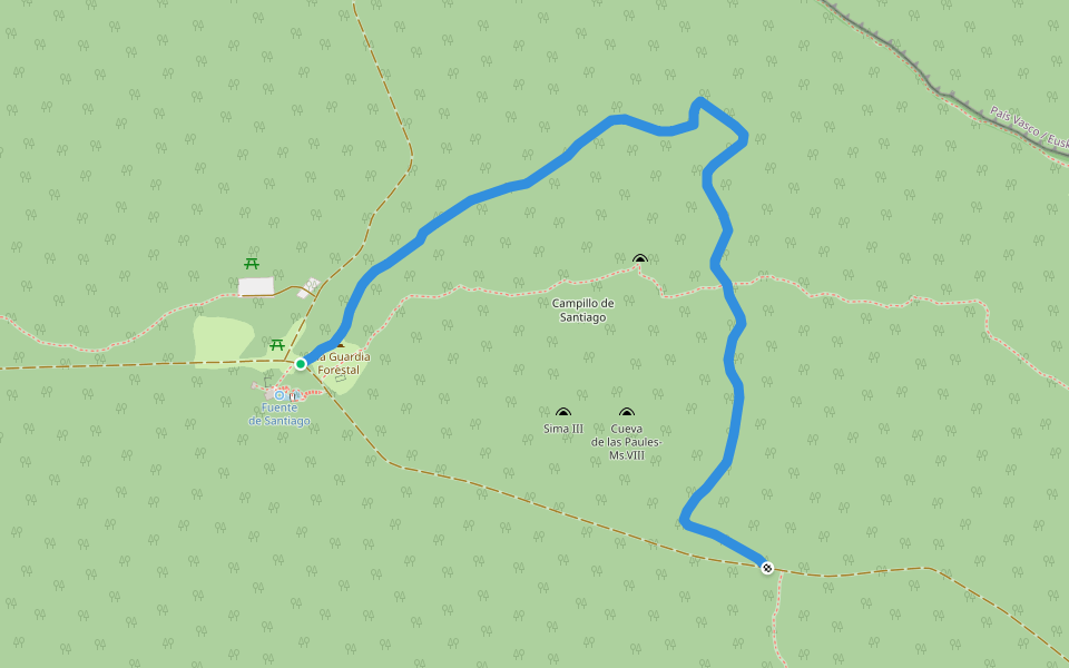 PR-BU 43 Senda del Hayedo walking route map in Berberana