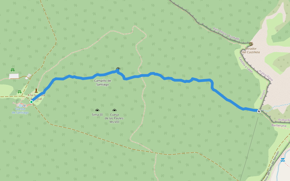 PR-BU 44 Senda del Karst walking route map in Berberana