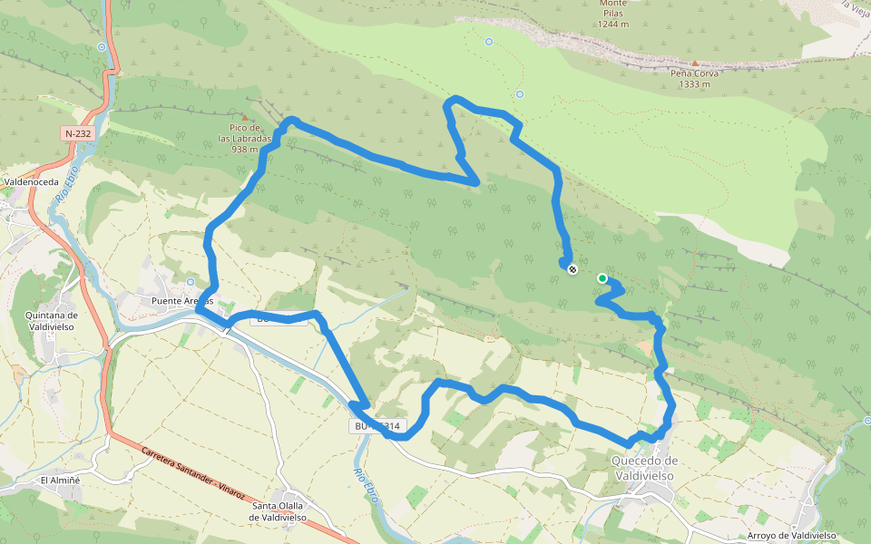 PRC-BU 179 Sendero de Pilas walking route map in Quecedo