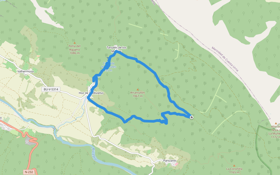 PRC-BU 181 Sendero de Puerta walking route map in Panizares