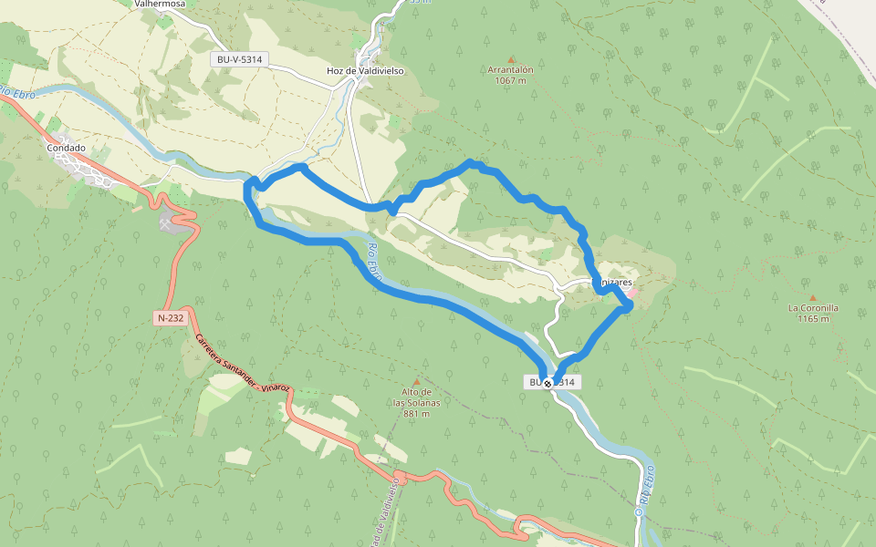 PRC-BU 183 Sendero de Fuente Sagredo walking route map in Panizares