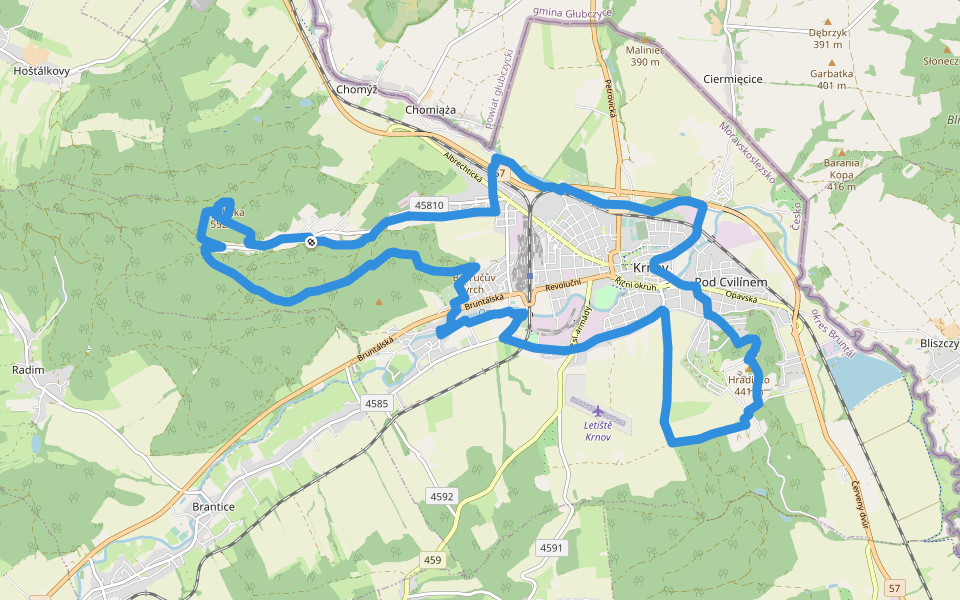[Č] okruh kolem Krnova walking route map in Krnov
