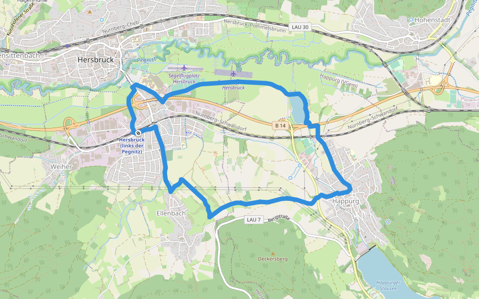Hersbrucker Rundweg Nr. 6 walking route map in Hersbruck