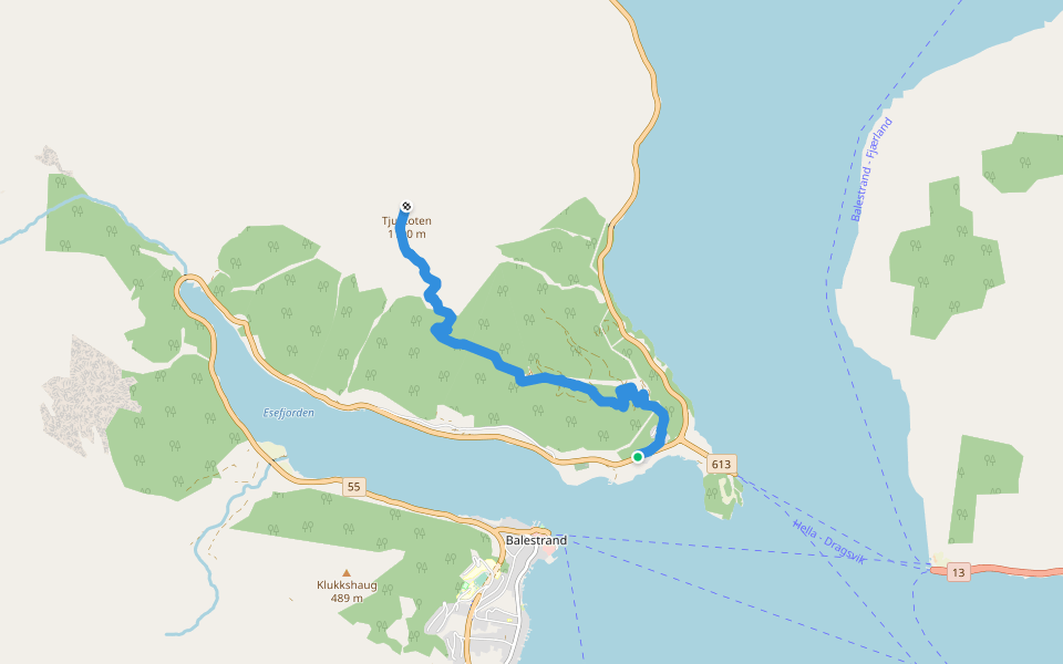Tjuatoten walking route map in Dragsvik
