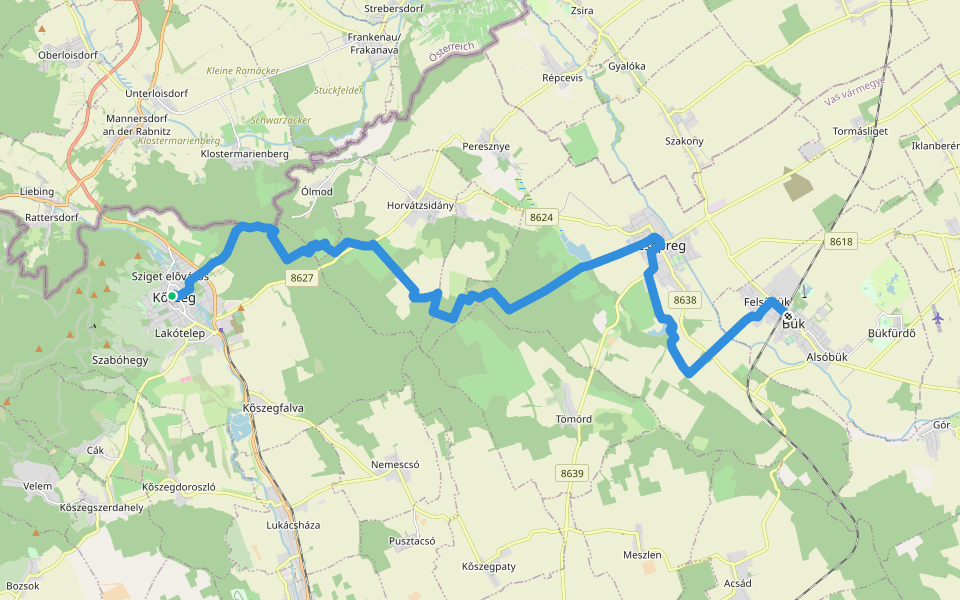 LM, Mária-út, M01-07 (Kőszeg – Bük) walking route map in Kőszeg