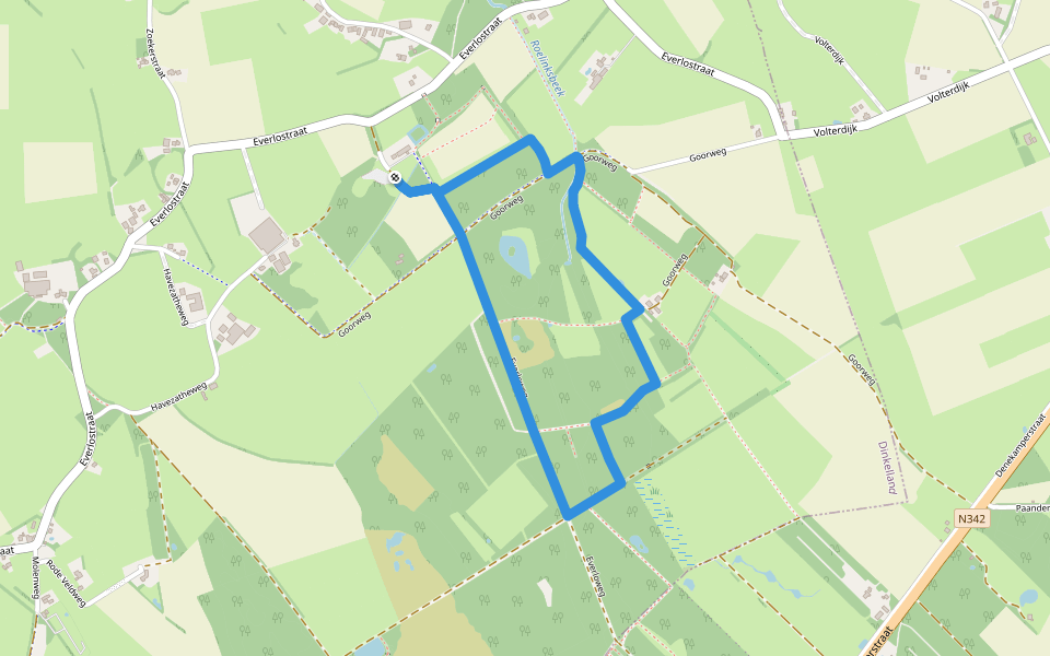 WNW Twente - Everloo - gele route walking route map in Rossum