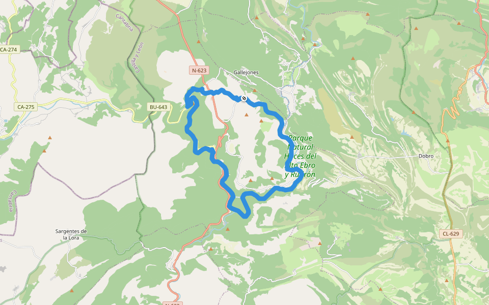 PRC-BU 2 Cañón del Ebro walking route map in Turzo