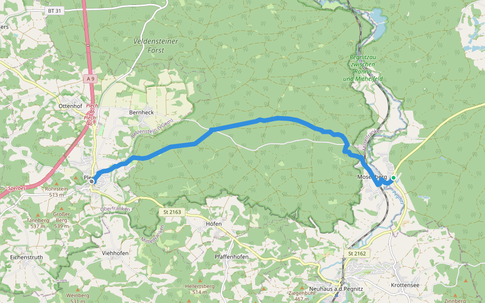 Plech-Teufelspredigtstuhl-Ranna walking route map in Auerbach in der Oberpfalz