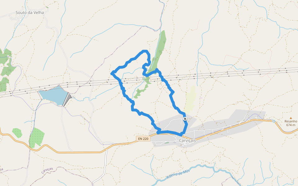 Rota da Cigadonha walking route map in Souto da Velha