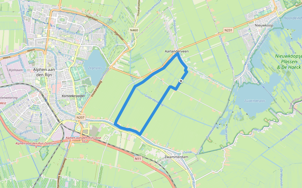 Molenviergangroute walking route map in Aarlanderveen