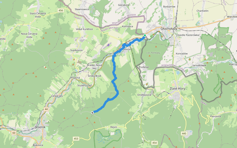 [Č] Mikulovice (CZ/PL) - Prameny Javorné walking route map in Głuchołazy