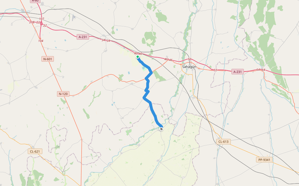 Camino de Madrid - Melgar de Arriba -> Bercianos walking route map in Bercianos del Real Camino
