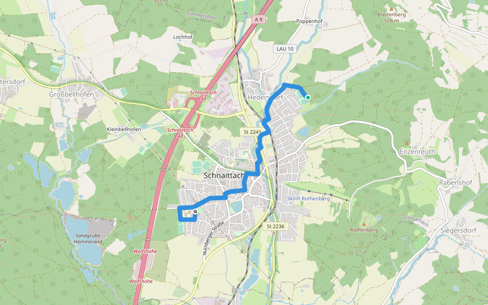 Landkreislauf Nürnberger Land 2013 Etappe 9 walking route map in Schnaittach