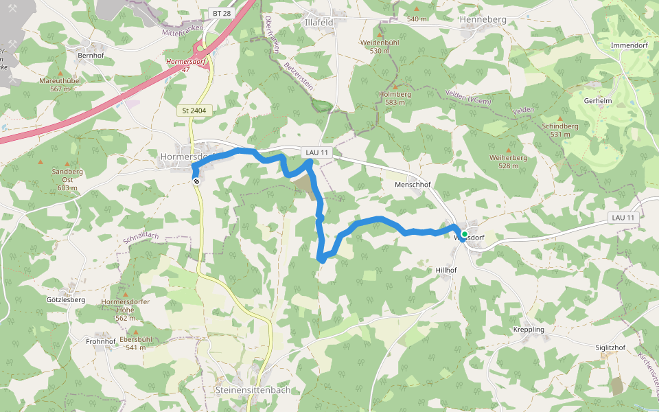 Landkreislauf Nürnberger Land 2013 Etappe 3 walking route map in Kirchensittenbach