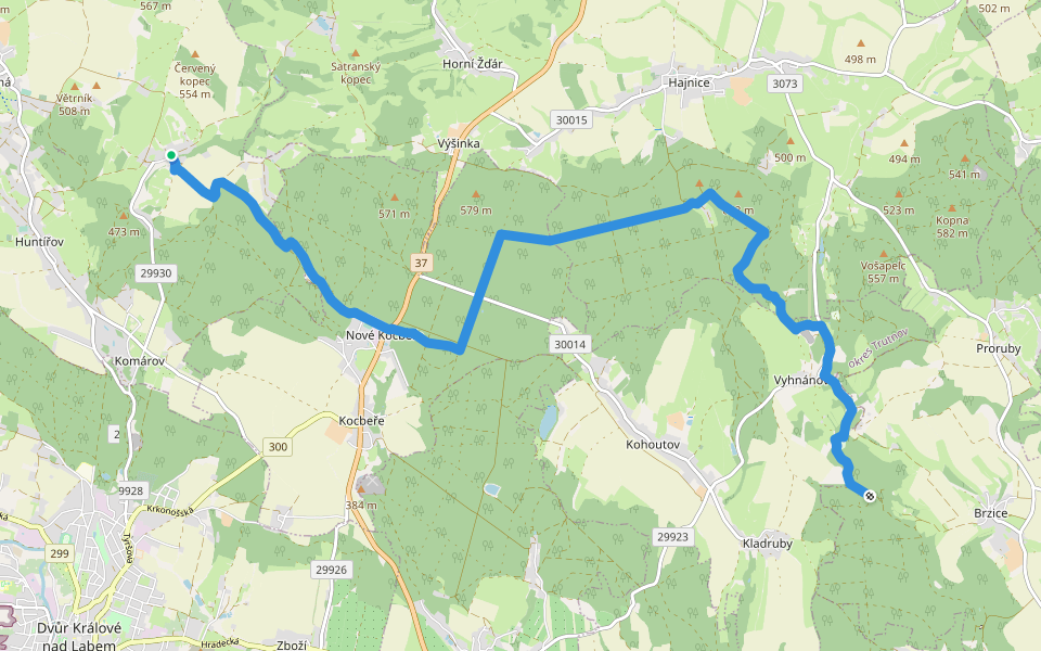 [Ž] Harcov - Záboří walking route map in Vítězná