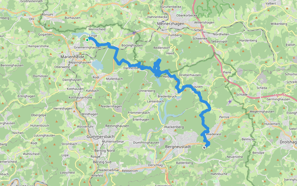 Bergischer Panoramasteig (Etappe 07) walking route map in Marienheide
