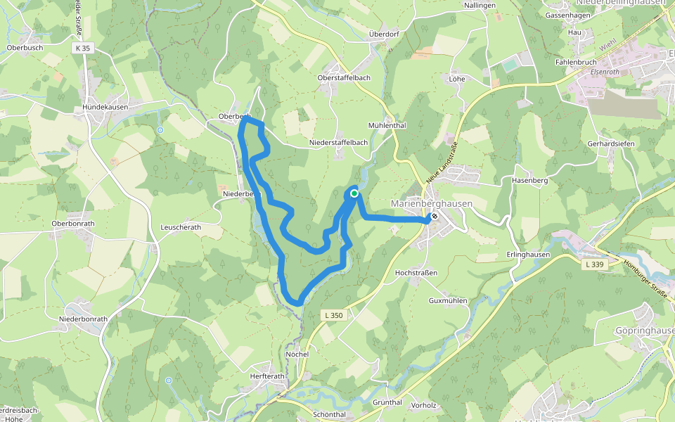 Marienberghausen Rundweg A2 walking route map in Nümbrecht