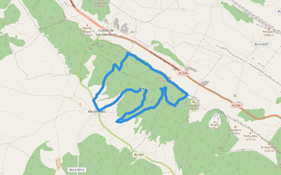 PRC-BU 118 Sendero de la Cuna del Buen Conde walking route map in Mecerreyes
