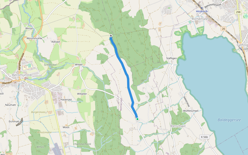 Erlosen - Herlisberg walking route map in Herlisberg