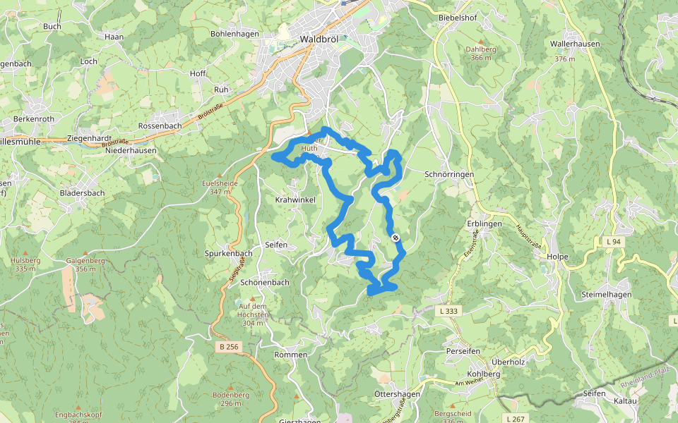 Waldmythenweg walking route map in Waldbröl