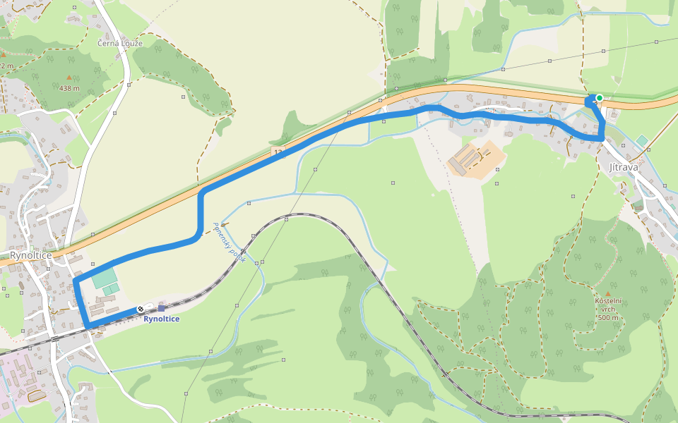 [Z] Rynoltice -Jitrava walking route map in Rynoltice
