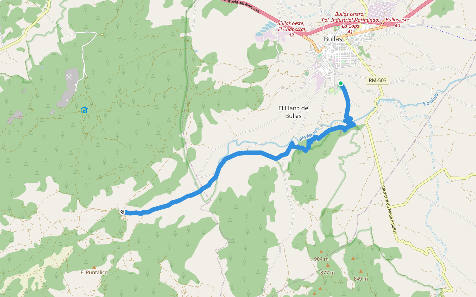 PR-MU 32 Sendero del Castellar walking route map in Bullas