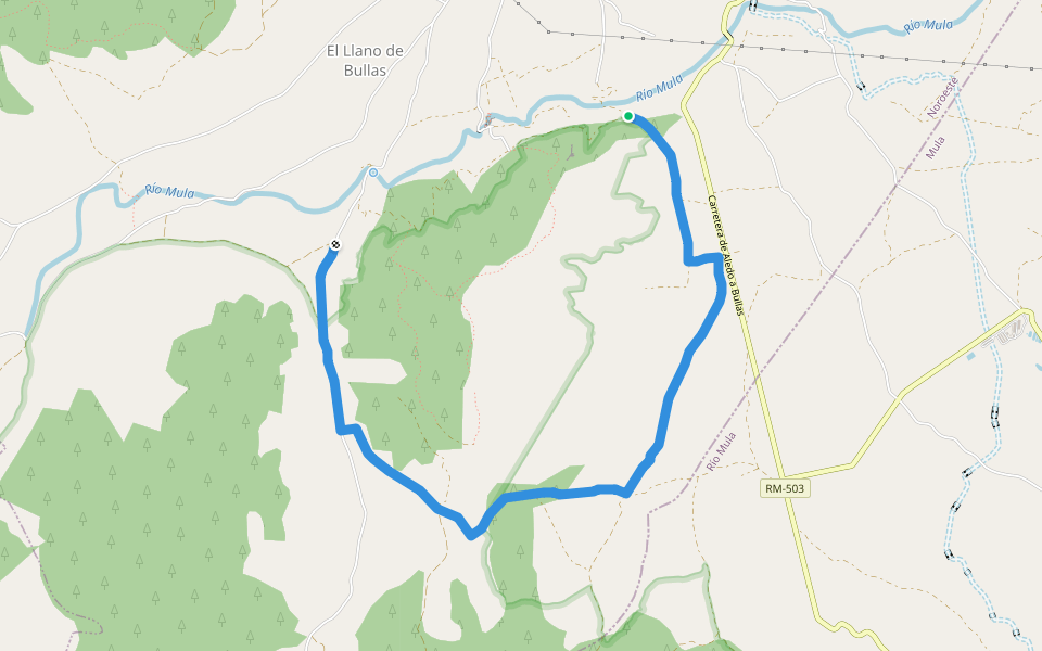 PR-MU 32.1 Variante del estrecho del Capitán walking route map in Bullas