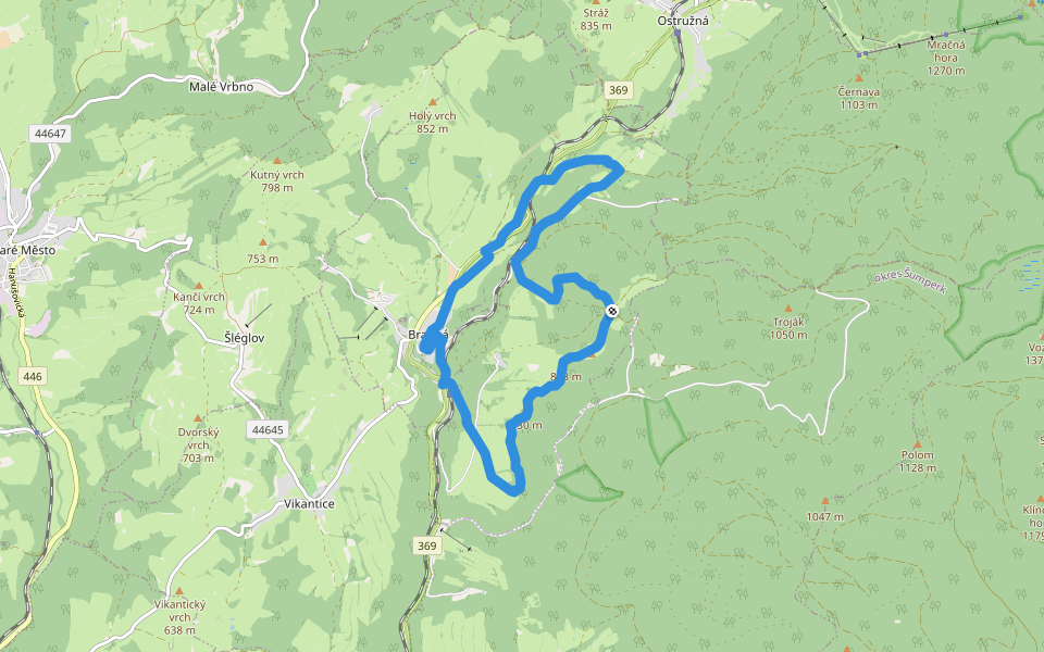 Naučná stezka Pasák walking route map in Branná