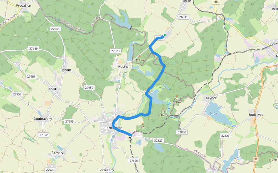[Z] Rožďalovice - Křešice walking route map in Libáň
