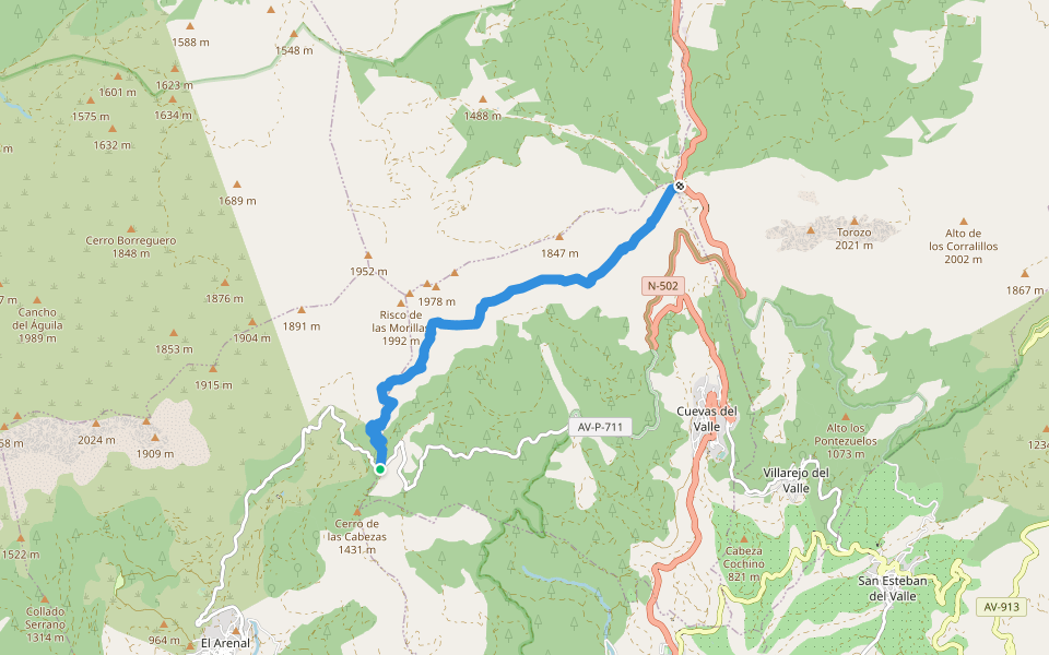 [PR-AV 15] Senda de la Rubía walking route map in Cuevas del Valle