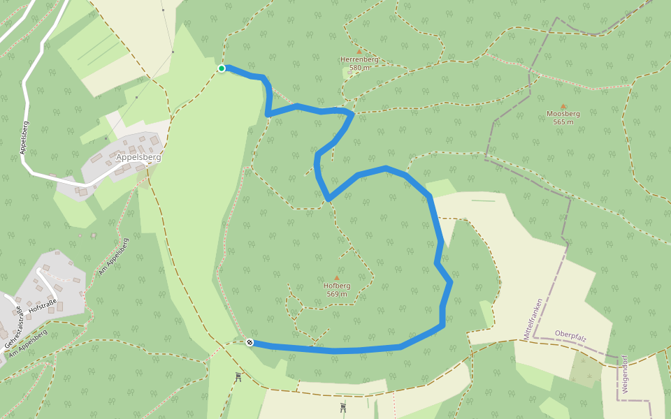 Hofberg-Rundweg "H1" walking route map in Pommelsbrunn