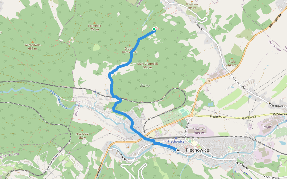 Pod Bobrowymi Skałami - Piechowice walking route map in Piechowice