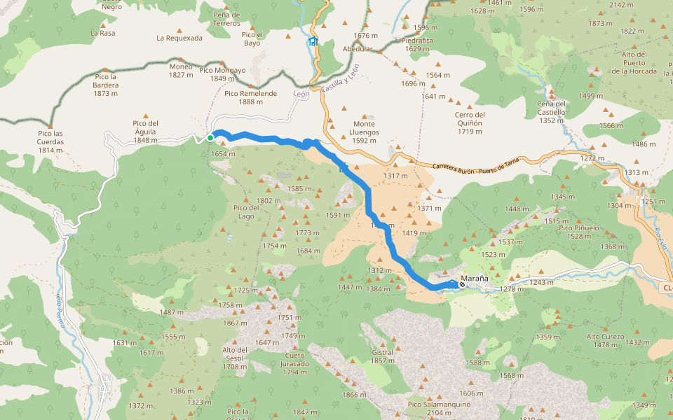 PR-LE 19 Puerto de Las Señales walking route map in Maraña