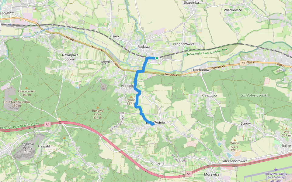 Szlak Brzoskwini walking route map in Rudawa
