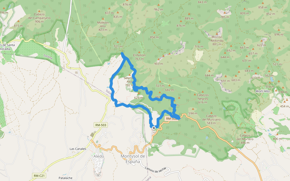 PR-MU 64 Sendero de la Santa walking route map in Aledo
