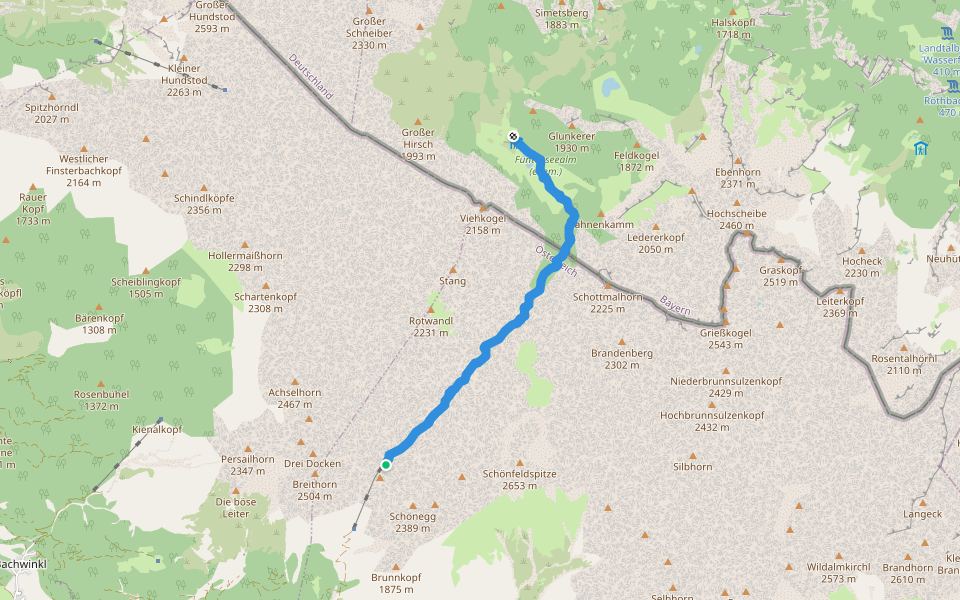 Via Alpina Purple A40 walking route map in Saalfelden