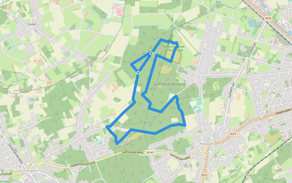 Nachtzwaluwpad walking route map in Ham