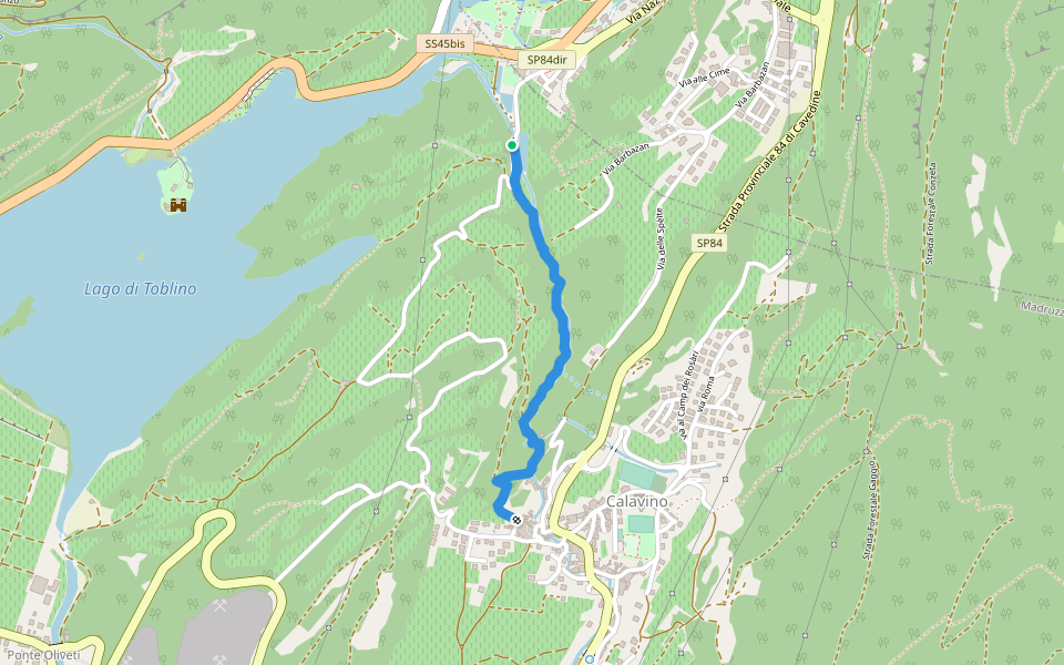Calavino e la sua roggia walking route map in Padergnone