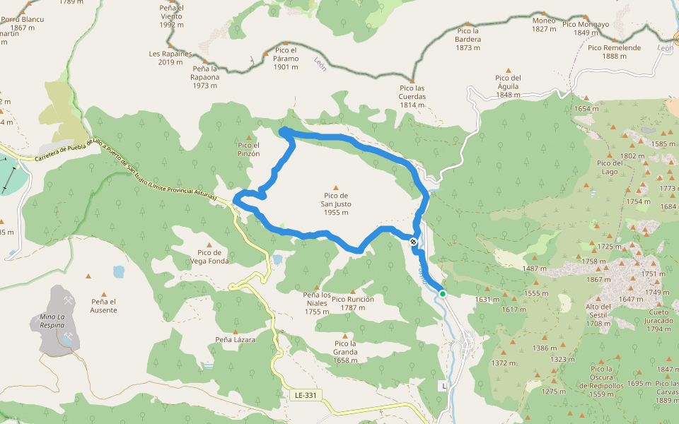 PRC-LE 27 Entrevalles y el Valle del Pinzón walking route map in Puebla de Lillo