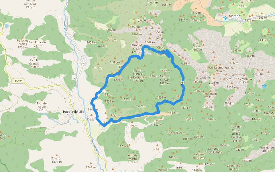 PRC-LE 29 Picos de Mampodre walking route map in Puebla de Lillo