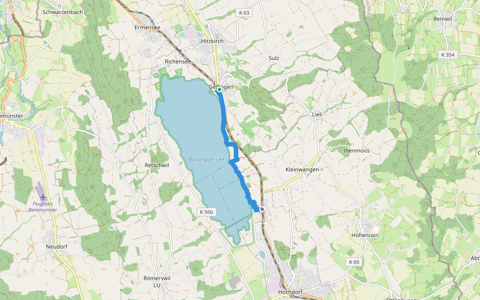 Gelfingen - Ballwil walking route map in Hitzkirch