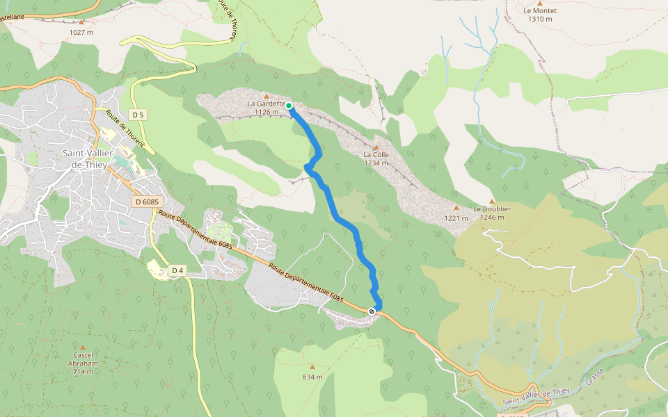 Castellaras de la Malle walking route map in Saint-Vallier-de-Thiey