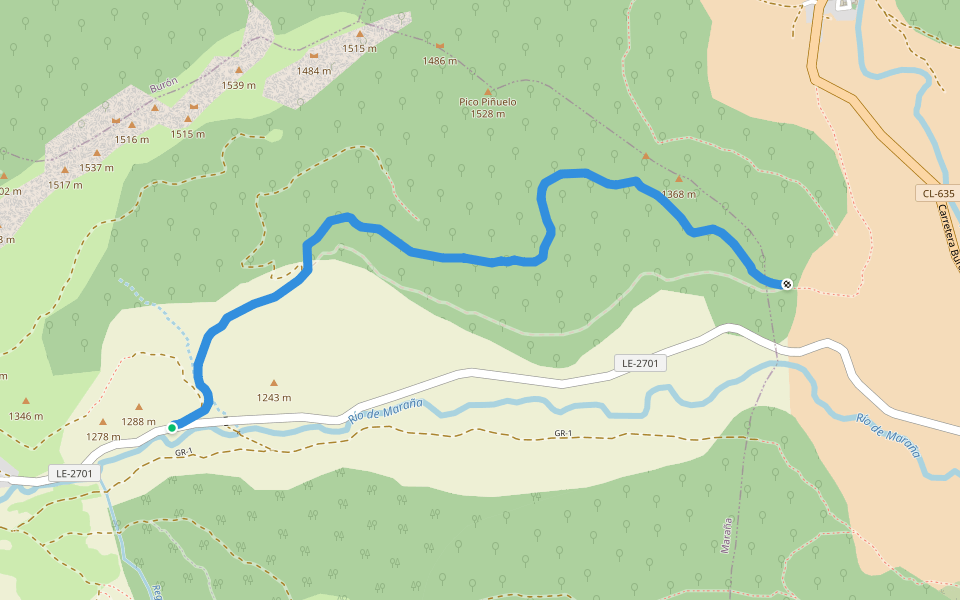 PR-LE 48 Monte la Bollería walking route map in Acebedo