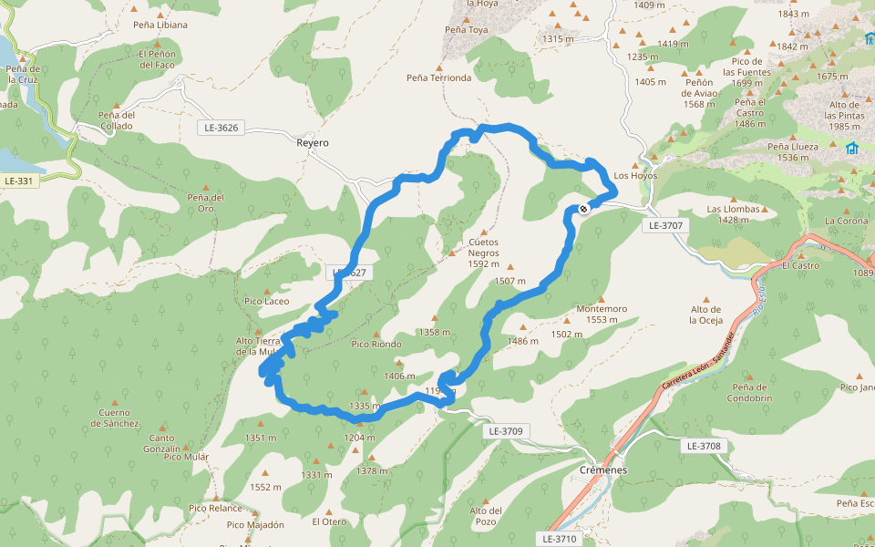 PR-LE 49 Cuatro Pueblos walking route map in Valbuena del Roblo
