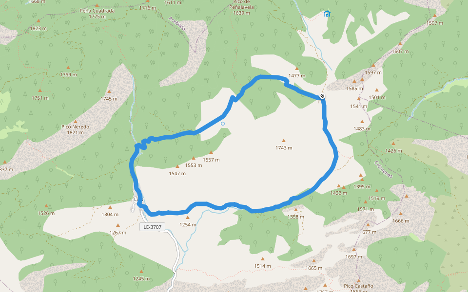 PRC-LE 51 Camino de Llorada walking route map in Crémenes